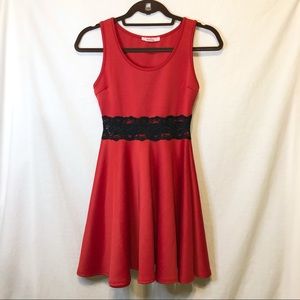 Wild Daisy Red Black Lace Mini Dress - S
